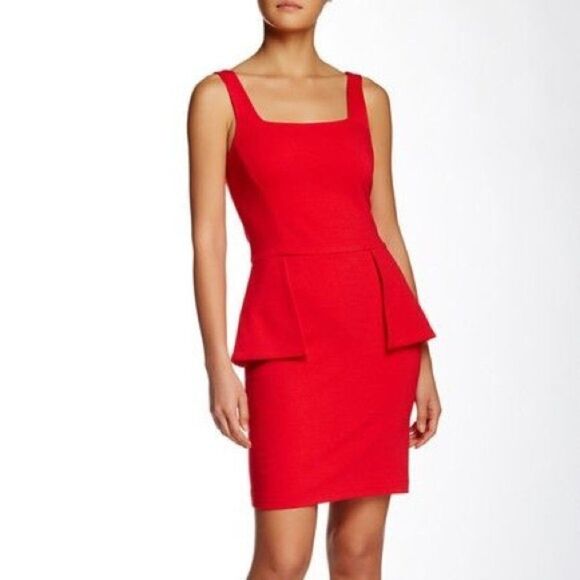 NWT CUT25 by Yigal Azrouel Red Peplum Ponte Knit Tank Dress Retail $385 - Picture 1 of 10